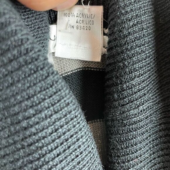 August Silk Black and Gray Striped Cowl Neck Sweater Size M EUC - Picture 8 of 8